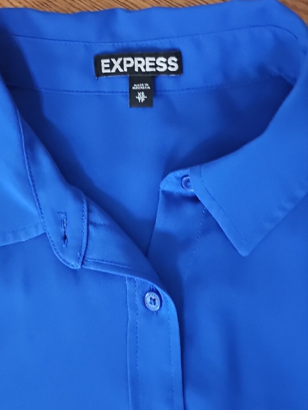 Express Bright Royal Blue Button-Front Shirt - Picture 3 of 4